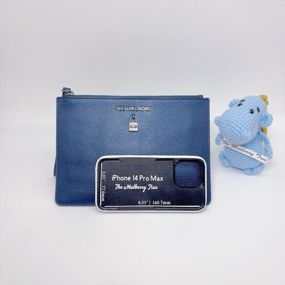 Michael Kors Adele XL Zip Midnight Metallic Gunmetal Wristlet Clutch Pouch NWT - Picture 5 of 7